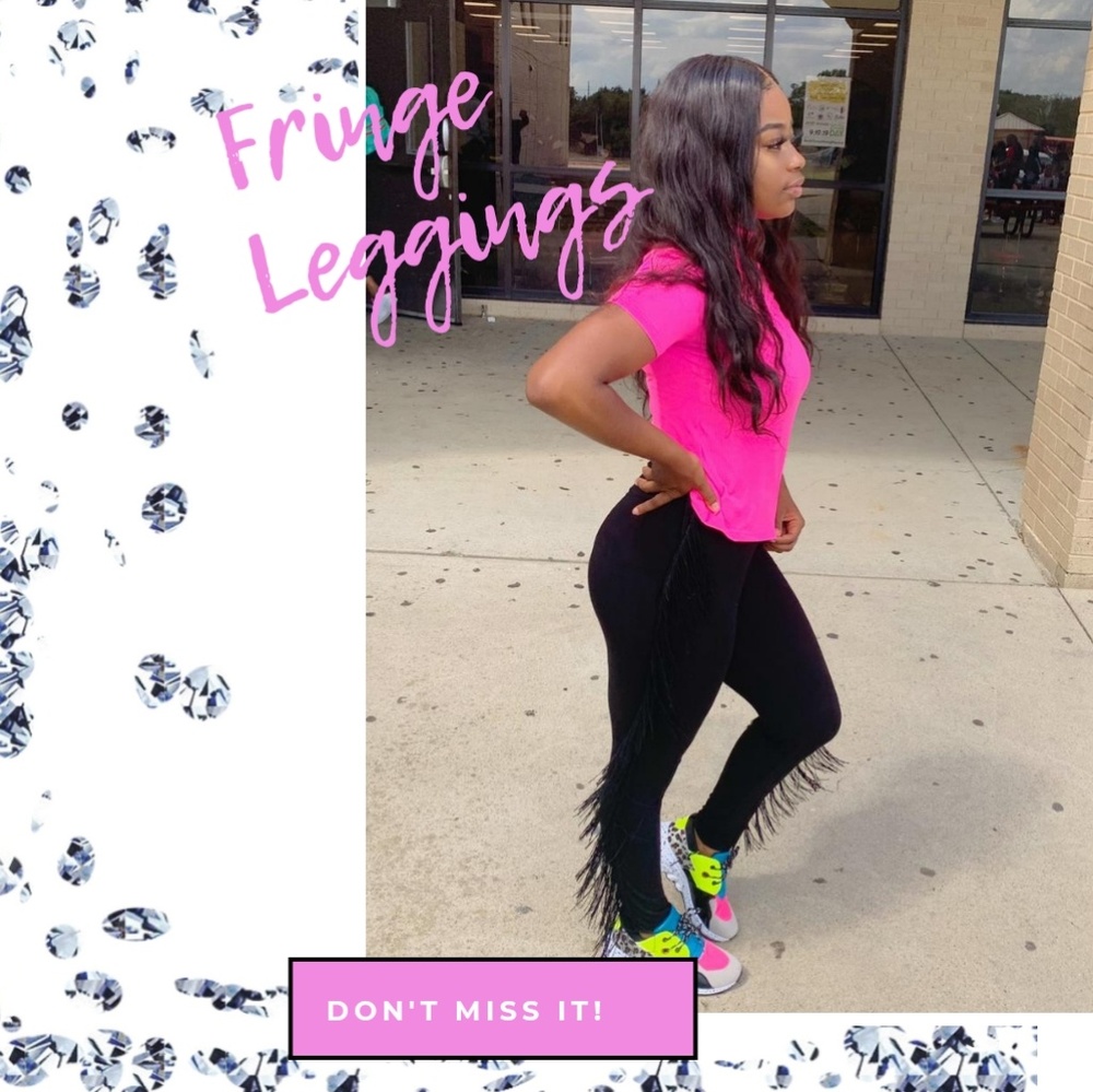Black fringe leggings